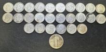 Roosevelt, silver dimes walking liberty Quarter Mixed Dates 70.22 Grams