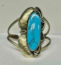 Navajo Silver Turquoise Bracelet 43.2g total