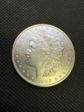 1902 Morgan Silver Dollar 90% Silver Coin Reverse Side Toning