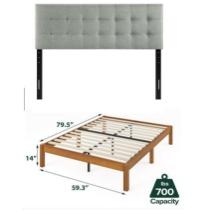 BAMBOO PLATFORM BED FRAME AND MODWAY KING HEADBOARD GRAY