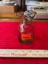 Vintage Blown Glass Ruffle Topped Jar/Vase
