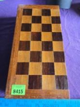 Vintage, Wood Checkers/Chess Board with Checker Tiles.