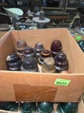Box of 12 Antique, Crock Insulaters. Pinco Y, and Other.