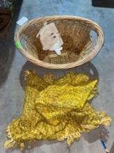 Wicker Basket with Vintage Blanket.