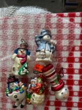 snowman and ornaments