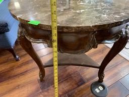 granite top wood frame end table