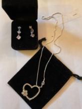 heart necklace , beautiful pair of earrings