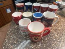 11 various holiday mugs