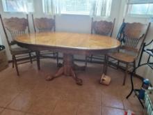 antique wood table and chairs