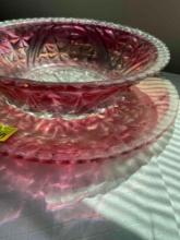 decorative glass serving bowl and plate