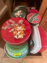 holiday cookie tins, collectable holiday plates