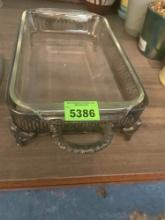 antique silver serving stand with dish DR