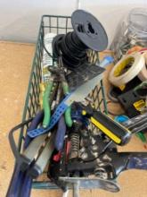 tools and green wire basket