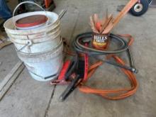 Jumper cables, stakes, brushes.