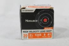 One box of Monarch 20 ga #1 buckshot, 20 count