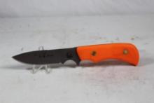 Knives of Alaska Trekker Series Elk Hunter. Sheath knife with synthetic orange handle and 4.25 inch