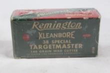 Vintage Remington box of 38 Spl TargetMaster 146gr LWC. Count 50.