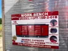 Steelman 10ft Red Work Bench with 15 Drawers and 2 Cabinets
