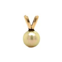 14k Yellow Gold 6mm Cultured Pearl Pendant