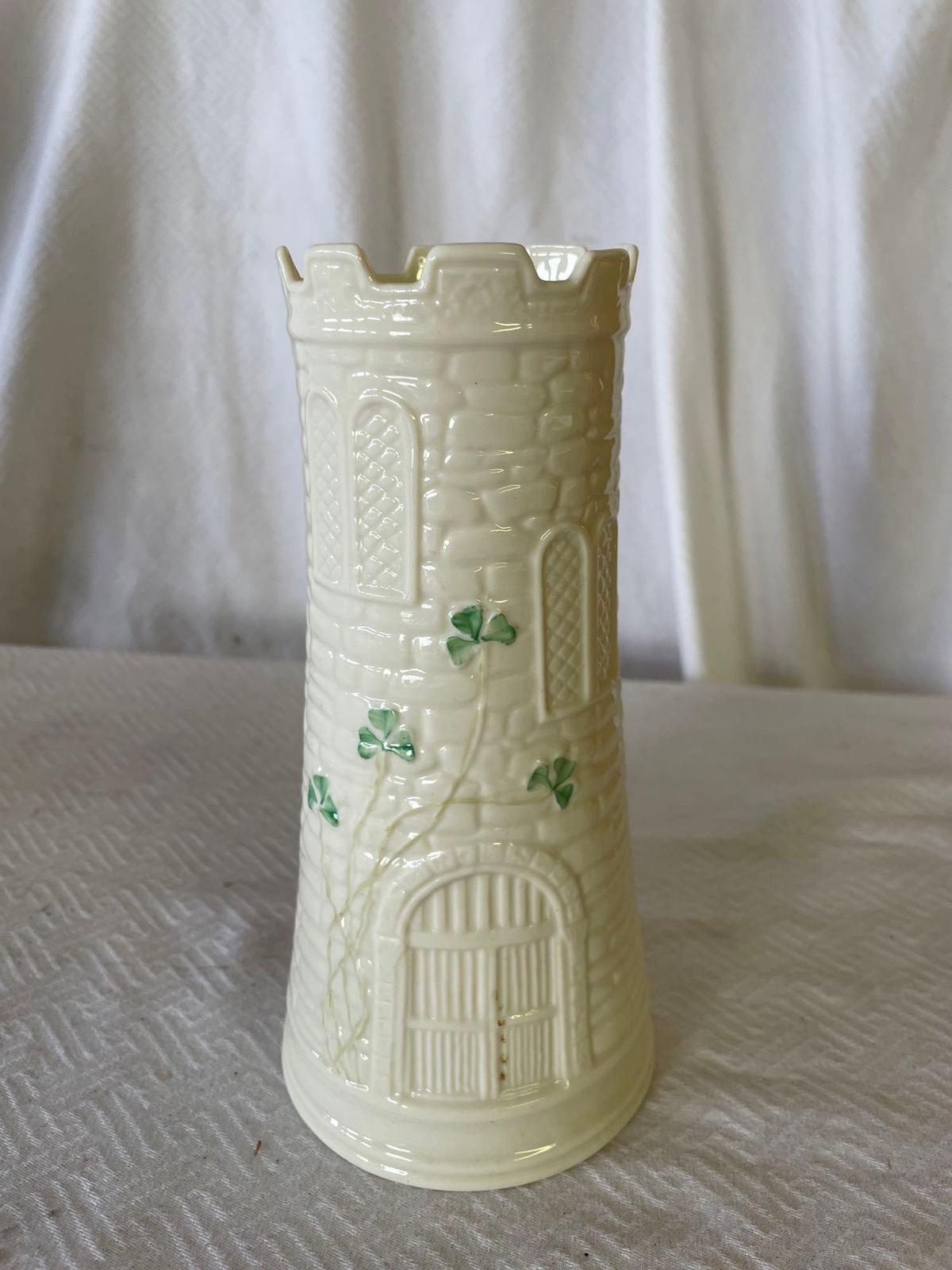 Belleek Shamrock Castle Vase