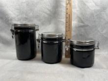 Anchor Hocking Black And Chrome Canister Set