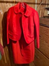 MCM Robert Leonard Red Dress With Belt & Coat