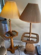 Pair Of Wooden Based Floor Lamps