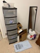 Storage Drawer Cart, Mirror, Heating Pad
