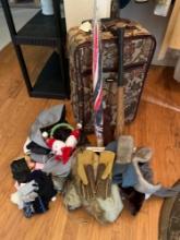 Hats, Gloves, Baseball Bat, Umbrellas and Luggage Piece