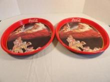 (2) COCA-COLA TRAYS IN "THE GIFT FOR THIRST." TRAY ISSUED 1993.