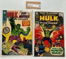 2PC VINTAGE 1967 AND 1968 THE INCREDIBLE HULK COMIC BOOKS