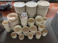 LARGE LOT OF PLASTIC PLATES, BOWLS AND CUPS