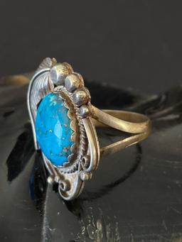 Antique Sterling Silver and Turquoise Ring