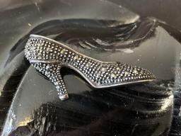 Sterling Silver and Marcasite Shoe Pin