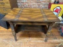 Carved wood library table