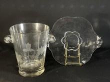 Vintage Champagne ice bucket w/ tray/ platter