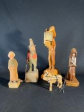 Wood Art Hand Carved Lot of (5)Yesterday's American The Southpaw is included