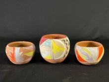(3) Small Pueblo style clay bowls
