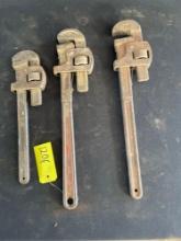 (3) Vintage pipe wrenches