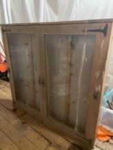 Wood & glass storage cabinet w/ hooks