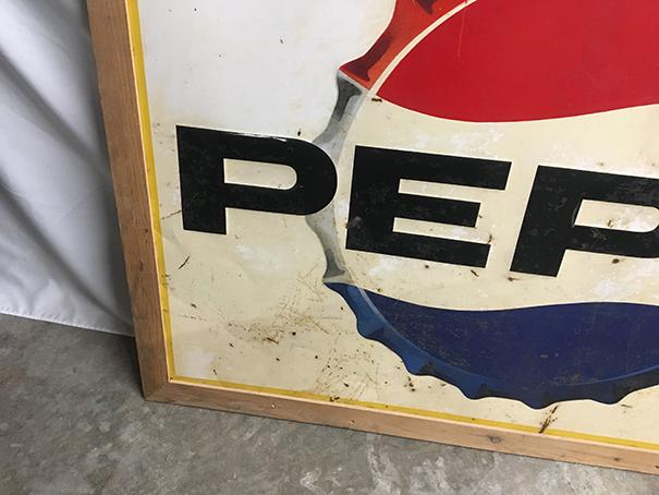 57 1/2  x 41 in. Vintage Pepsi Framed Sign, Stout MFG,
