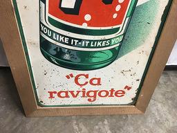 21  x 57 in. Vintage 7up Framed Sign, Made in Canada CCC-60-No.7