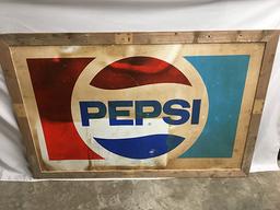 65  x 43 in. Vintage Pepsi Framed Sign, 2 sided