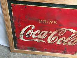61  x 31 in. Vintage Coca Cola Framed Sign