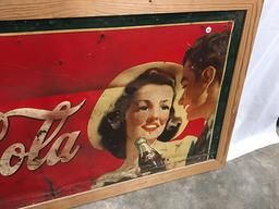61  x 31 in. Vintage Coca Cola Framed Sign