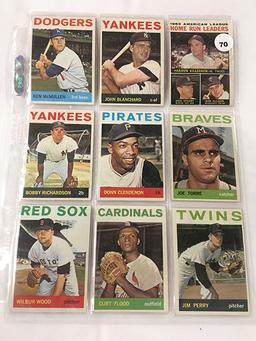 (9) 1964 Topps #10, 34, 70, 103, 118, 163, 190, 214, 267