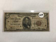 1929 $5 National Currency Chicago Brown seal