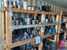 (4) ROWS OF CONTENTS IN STORAGE CONTAINER #2 (4) ROWS CONSIST OF POWER SWIVEL PACKING, VALVES, & FIT