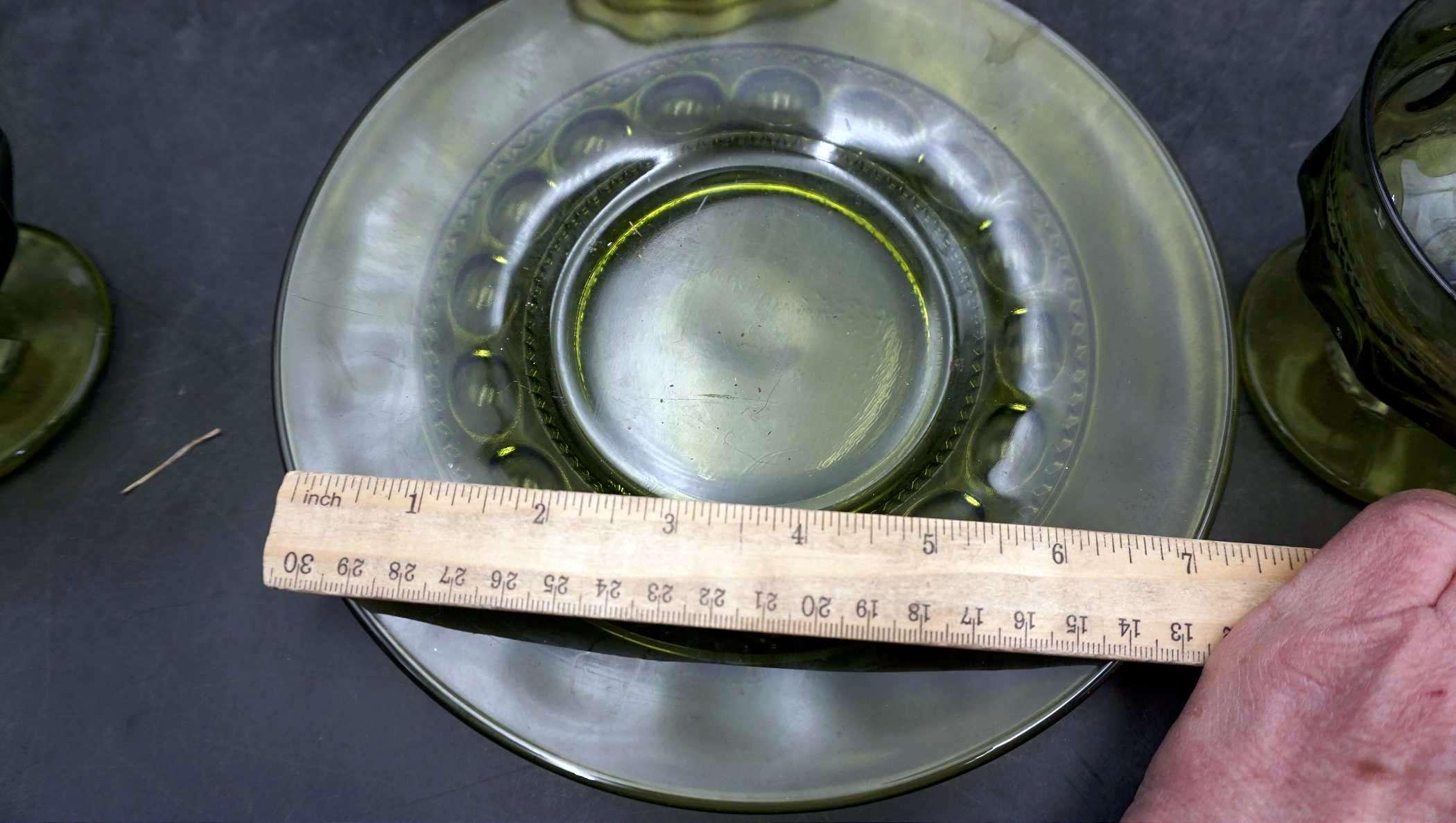 Green Glass Dish Set