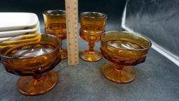 Plates, Mugs & Amber Colored Glasses